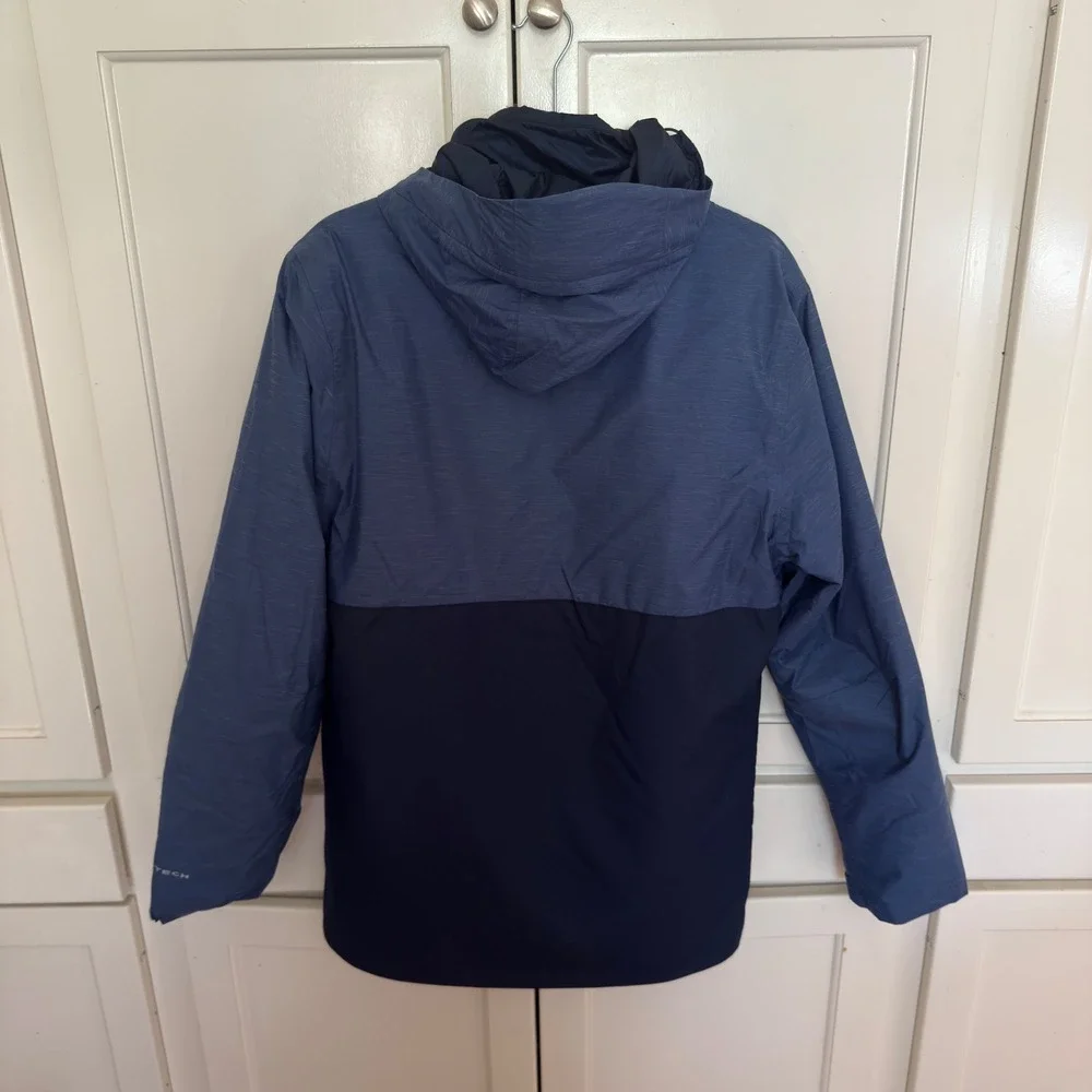 Columbia Interchange‎ Jacket Mens Size S Blue 2 Tone Hooded Water Resistant